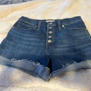 Womens Madewell Denim 4 button high rise denim shorts size 29